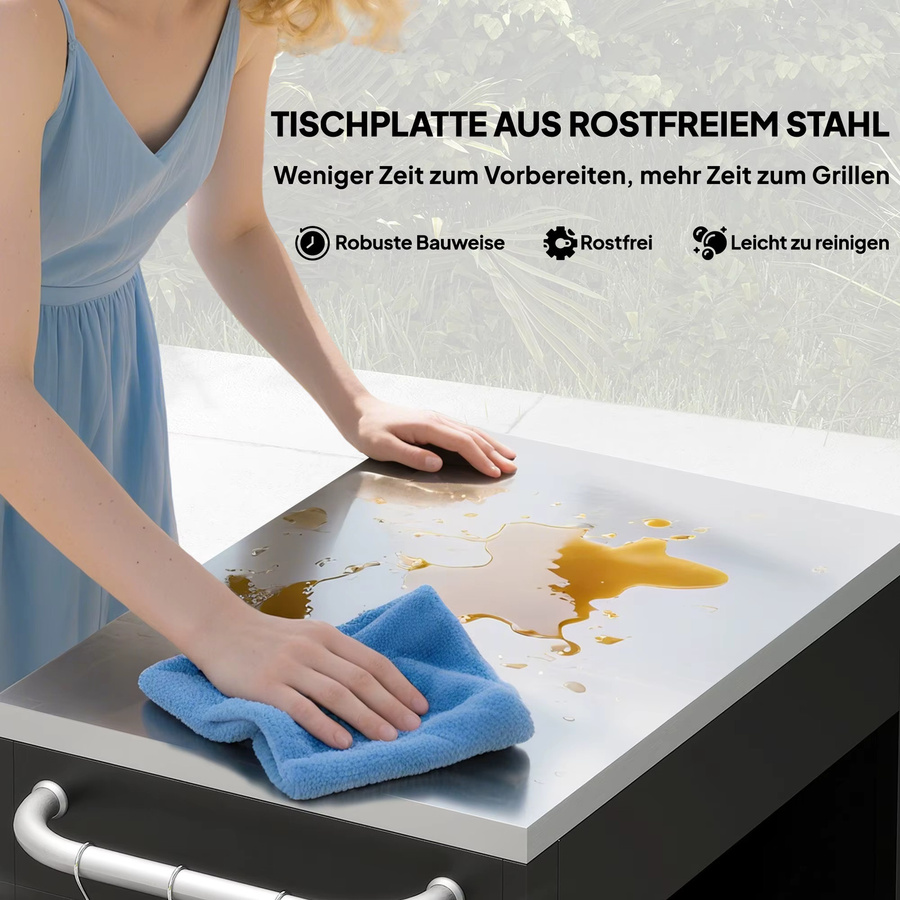 HOMCOM Küchenwagen in Schwarz mit Edelstahlgriff und Rollen, B/T/H: 50 x 50 x 86,5 cm - Bild 3