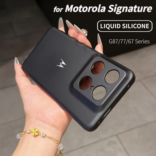 Premium Skin Feel Flüssigsilikonhülle für Motorola Signature Edge 70 Pro Ultra 60 Fusion G87 G77 G67 G17 G86 G56 G66Y/J Cover in Schwarz - Bild 1