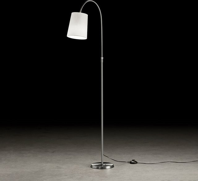 Holtkötter LED Stehleuchte in Weiß und Silber mit höhenverstellbarem Zylinder und E27-Fassung - Bild 1