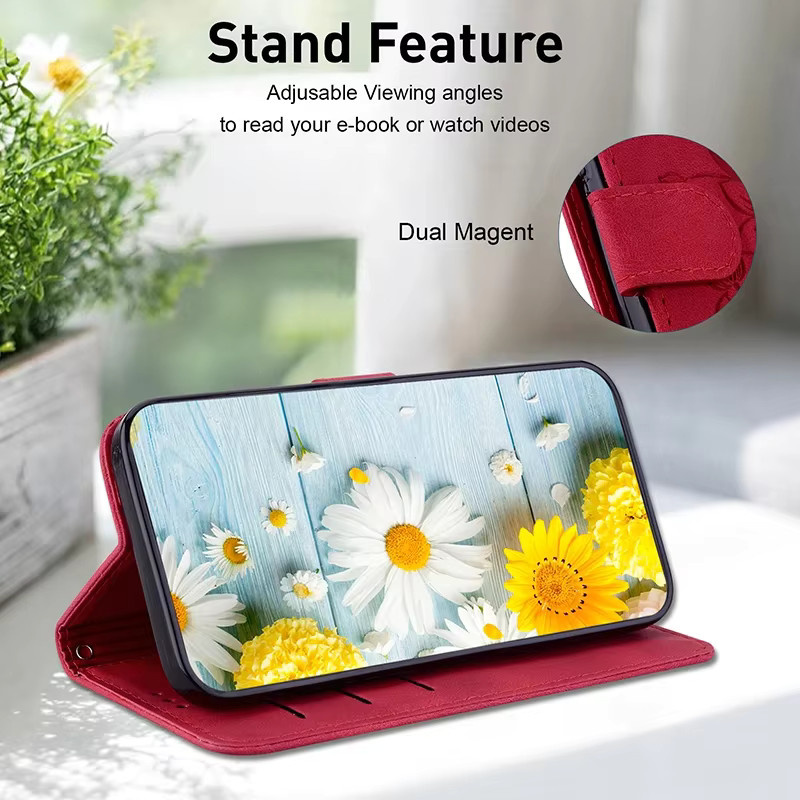 Leder-Telefonhülle mit Kartenfach und Brieftaschen-Funktion für Samsung Galaxy A73 A72 A71 A51 A81 A91 A41 A31 A70 A50 A40 A20 A30 A20E 4G 5G in Blau oder Rot - Bild 4