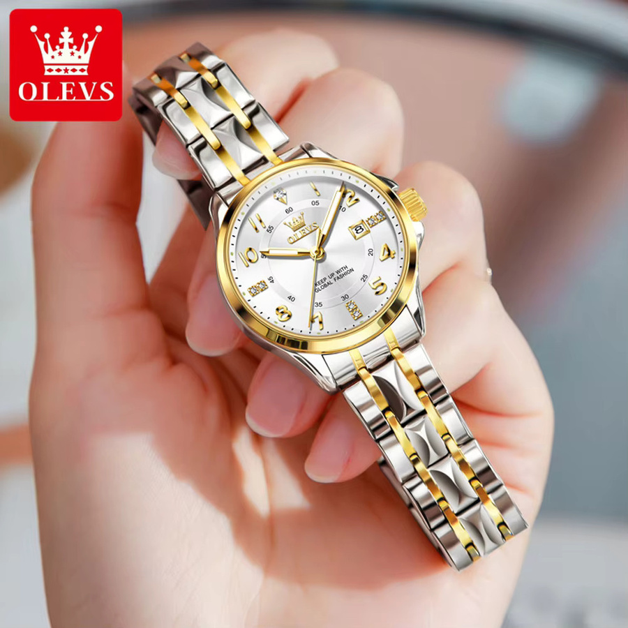 Olevs Armbanduhr Quarz, Edelstahl, Diamant, Weiß, Damen - Bild 2
