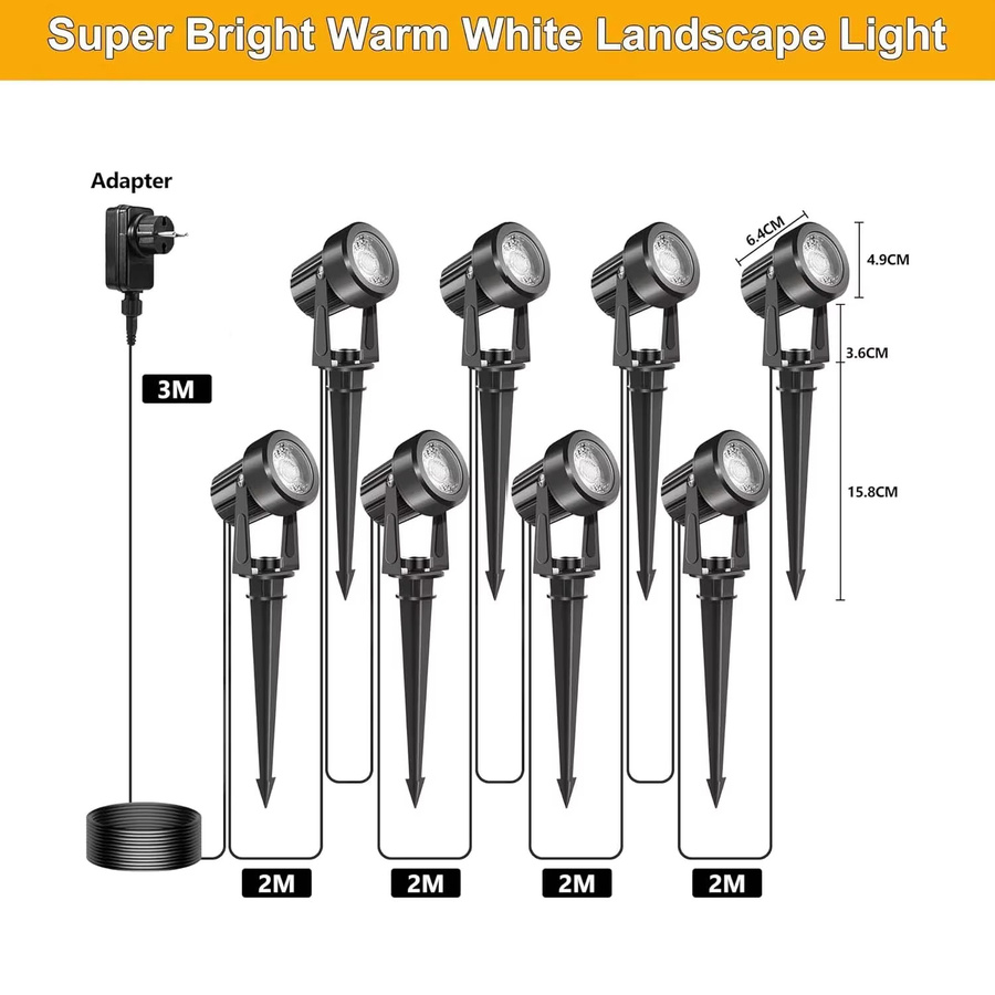 LED Außenstrahler für Garten und Landschaft IP65 Warmweiß Schwarz Metall Bodenstrahler 3000K B/T/H: 15,8 x 6,0 x 15,8 cm - Bild 6