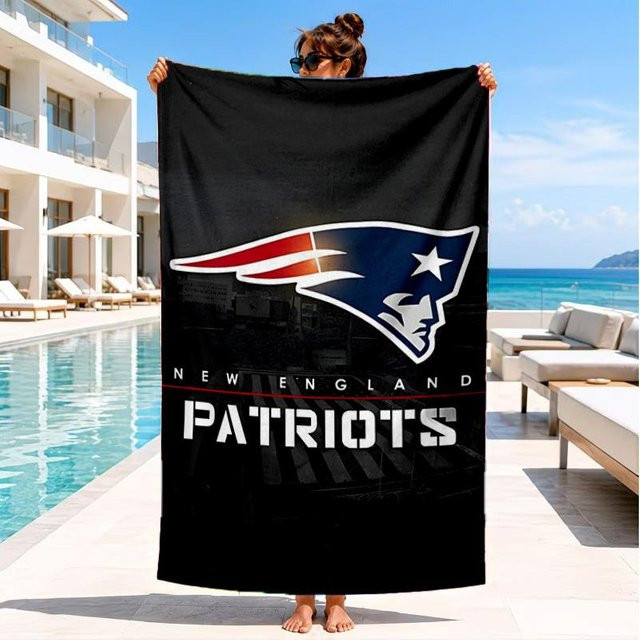 Strandtuch New England Football Team Logo von Celest Bazaar A, Schwarz, B/B: 80 x 160 cm - Bild 1