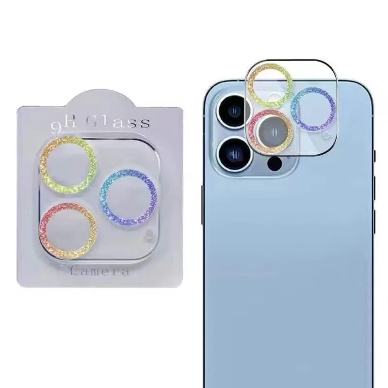 Glitzer Kameraobjektivschutz aus gehärtetem Glas für Apple iPhone in Silber - Bild 2