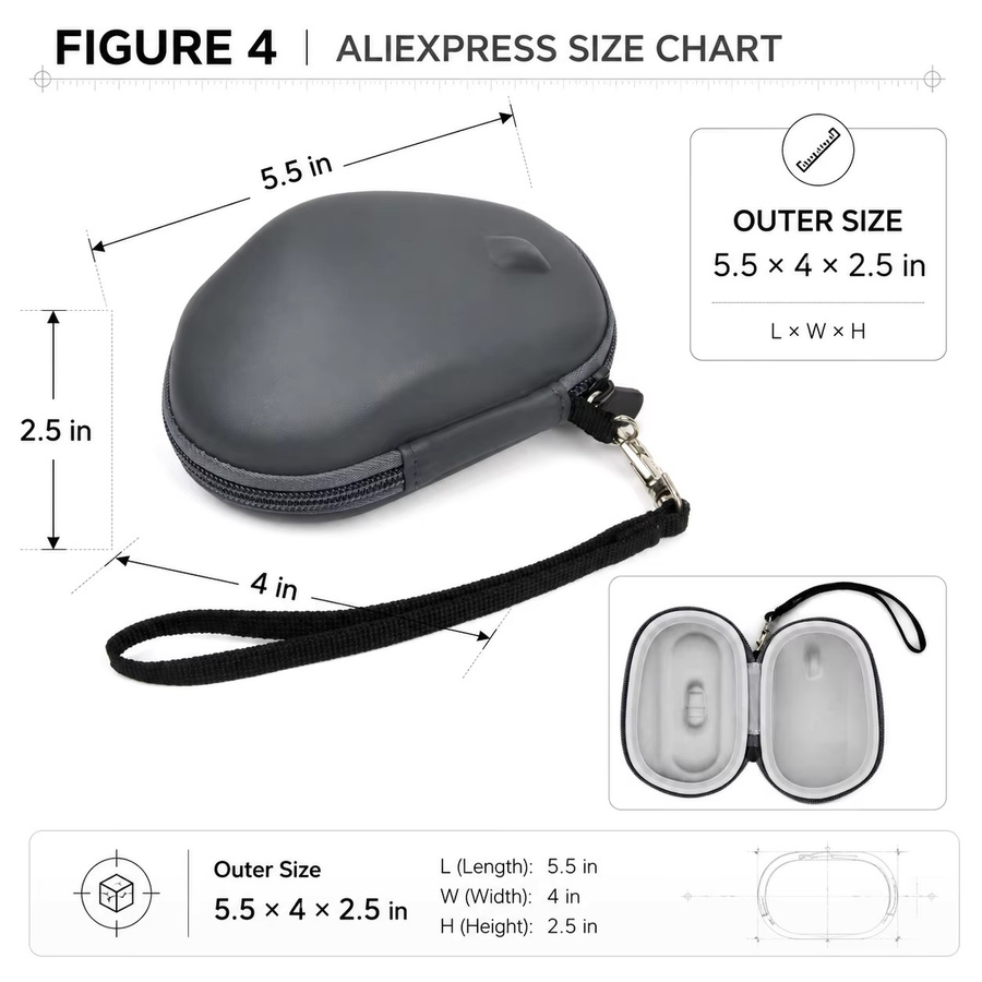 Logitech Reise-Aufbewahrungstasche aus hartem EVA für die kabellose Maus MX Master 3S, 3 und 2S in Schwarz - Bild 2