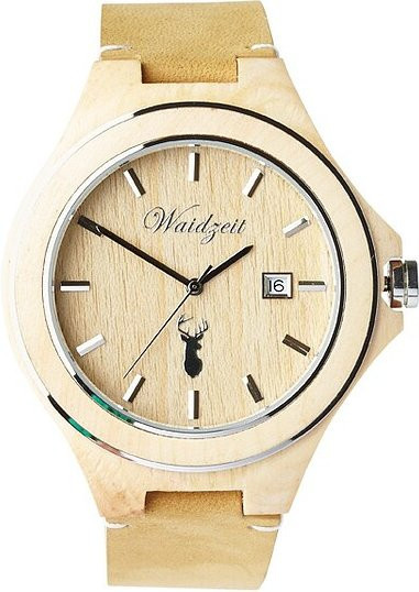 Waidzeit Analoguhr, Quarz, Holz, Leder, Herren, 46 mm - Bild 1