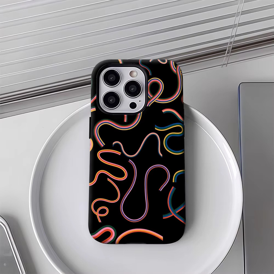 Potdemiel Neon-Swirl Handyhülle für iPhone 17 16 15 14 13 Pro Max Plus, robuste ein- und doppelschichtige Magnet-Schutzhülle in Multicolour - Bild 4