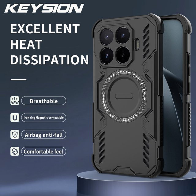 KEYSION Hohlraum-Wärmeableitungshülle für Xiaomi 17T Pro 5G und Xiaomi 17T 5G, magnetische kühlende und stoßfeste Handyhülle aus Silikon und PC, Farbe: Rot - Bild 1
