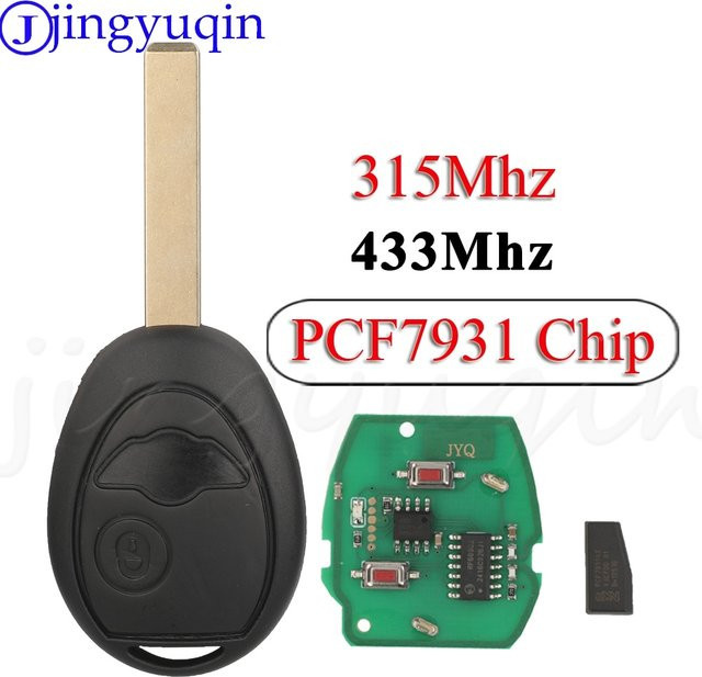 Jingyuqin Auto Fernbedienung mit 2 Tasten und PCF7931 Chip für BMW Mini Cooper S R50 R53 2002-2005 in Schwarz - Bild 1