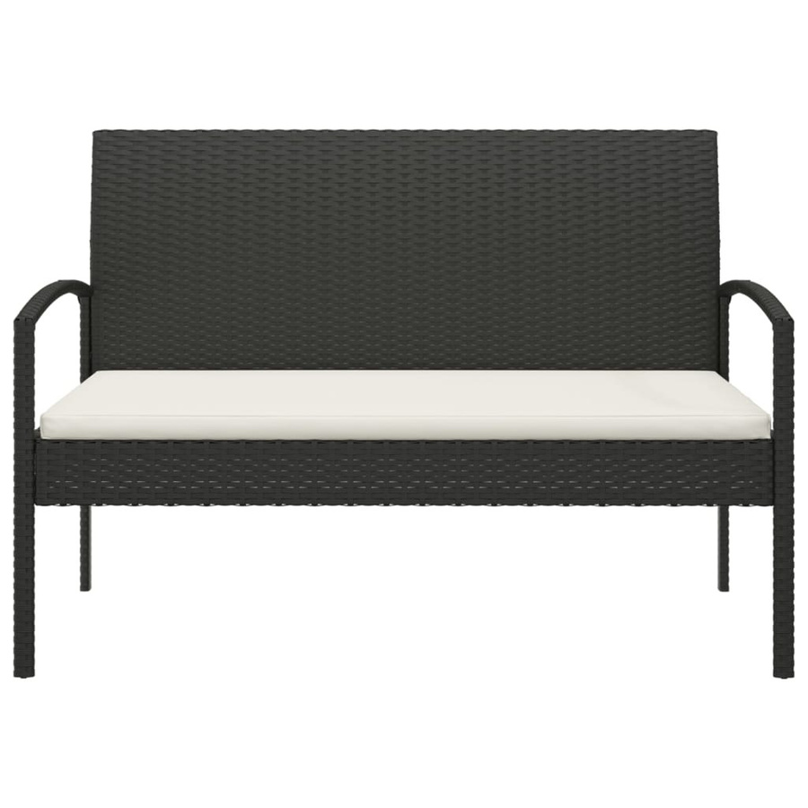 Vidaxl Gartenbank aus Polyrattan mit Kissen in Schwarz, Breite: 105 cm - Bild 3