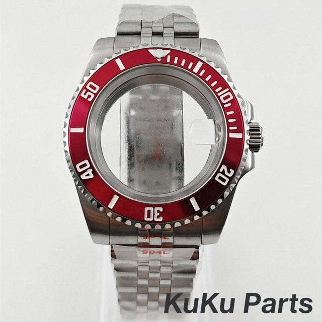 HUANXIAO Armbanduhr Edelstahl, Rote Lünette, Silber, Unisex - Bild 1