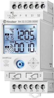 Finder SMARTimer 84.02 Multifunktions-Zeitrelais mit NFC, 2 Wechsler, 16 A, 90 - 264 V/AC, Farbe: Weiß - Bild 1