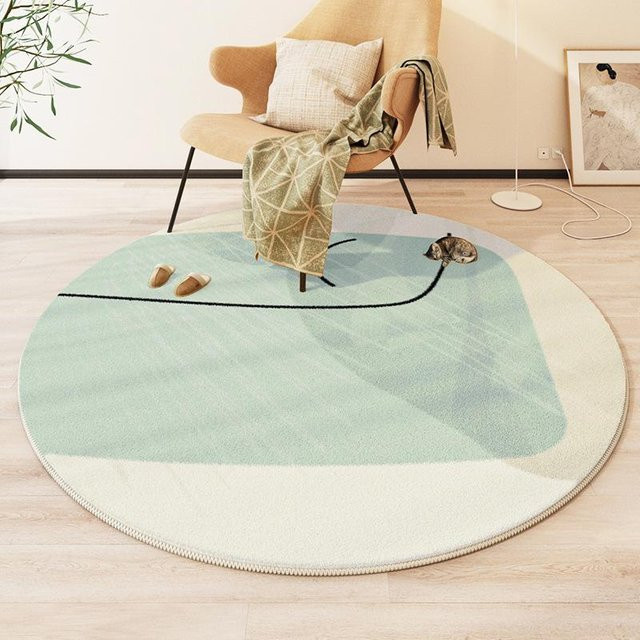 Runder Teppich Karpetti in Multicolour, moderner geometrischer Design, waschbar und rutschfest, Durchmesser: 80 cm - Bild 1
