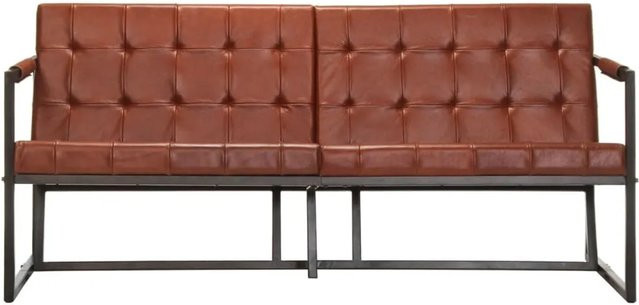 vidaXL 3-Sitzer-Sofa aus echtem Leder in Braun mit Metallgestell im Industrial-Design, Breite: 164 cm, Höhe: 75 cm, Tiefe: 60 cm - Bild 1