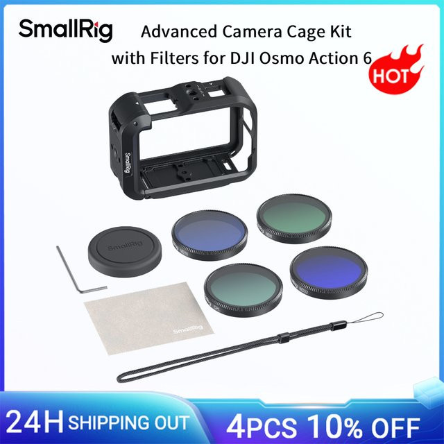 SmallRig Kamera-Cage-Kit für DJI Osmo Action 6 in Schwarz mit ND8/16/32/CPL Filtern und Silikon-Objektivschutz - Bild 1