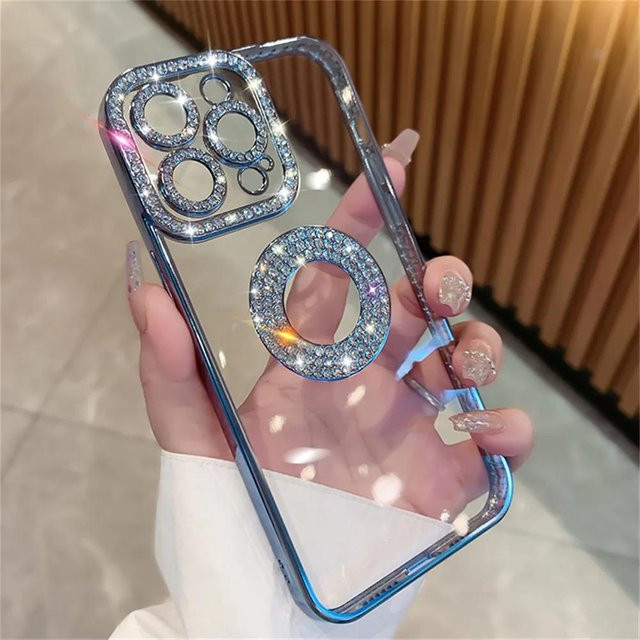Glitzernde iPhone Hülle mit Diamant-Effekt für Apple iPhone 15 14 13 12 11 Pro Max Plus in Transparent - Bild 1