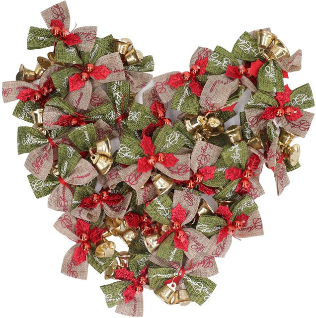50 Stück Mini-Schleifen-Glocken aus Metall von shoemst in Rot, Grün und Multicolor für Weihnachten - Bild 1