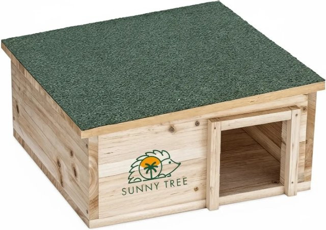 Sunny-Tree Igelhaus aus wasserdichtem Holz in Braun mit Boden und Eingangstunnel - Bild 1