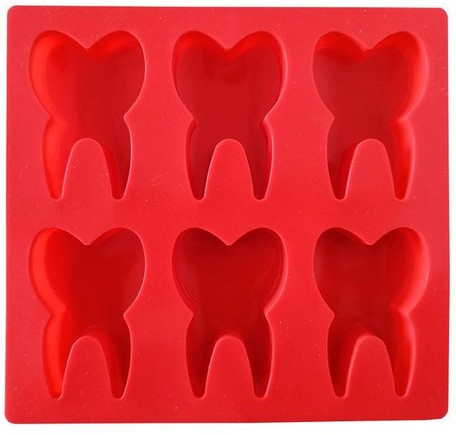 Eterna Home Silikonform für Zahnformen mit 6 Hohlräumen in Rot zum Backen und Dekorieren von Schokolade, Gummibärchen oder Gelee - Bild 1