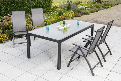 Merxx Gartenmöbelset Vicenza 5-teilig aus Aluminium und Textil mit Sicherheitsglas in Braun - Bild 1