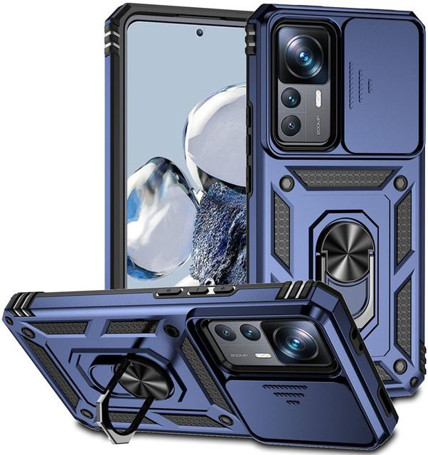 Magnetische Handyhülle mit Ringhalter und Schiebekamera-Schutz für Xiaomi 12T Pro und Mi 12T in Blau - Bild 1