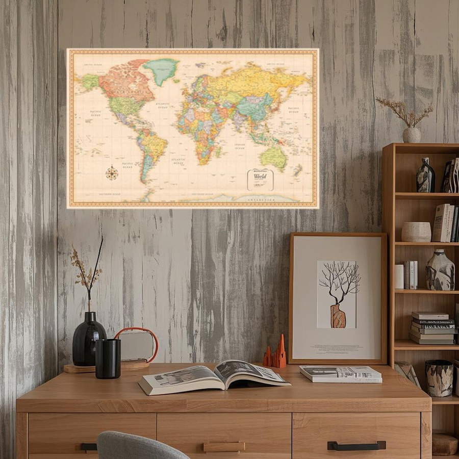 Weltkarte Leinwandkunst Poster von Simple Home in Multicolour, B: 90 cm, H: 60 cm - Bild 4