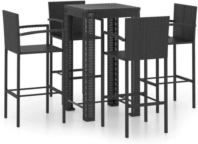 vidaXL 5-teiliges Garten-Bar-Set aus PE-Rattan mit Armlehnen in Schwarz - Bild 1