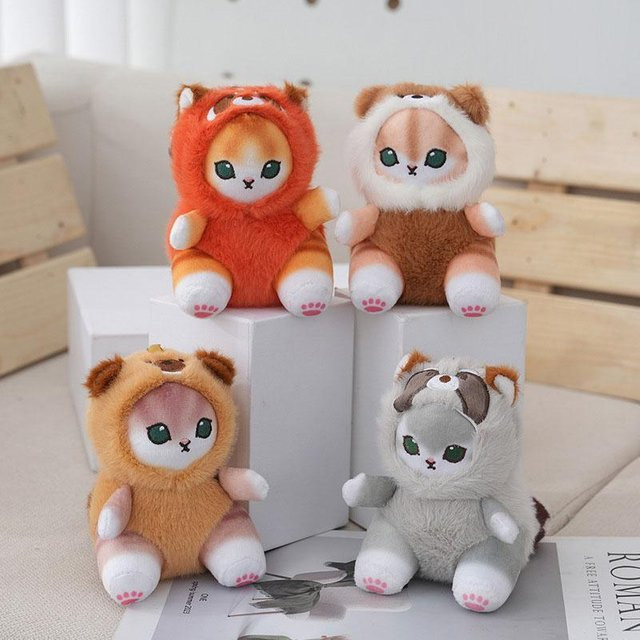 Linyi toy Waschbär Haifisch Katze Plüschtiere Schlüsselanhänger, 12cm - Bild 1