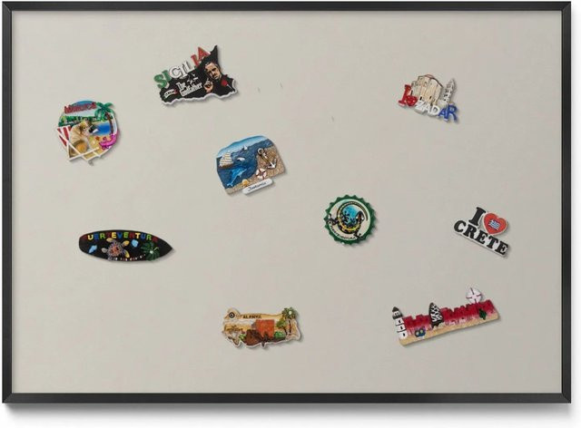 Tulup Magnettafel aus Metall für die Wand mit Motiv in Cremefarben, B: 100 cm, H: 70 cm, mit schwarzem Rahmen - Bild 1