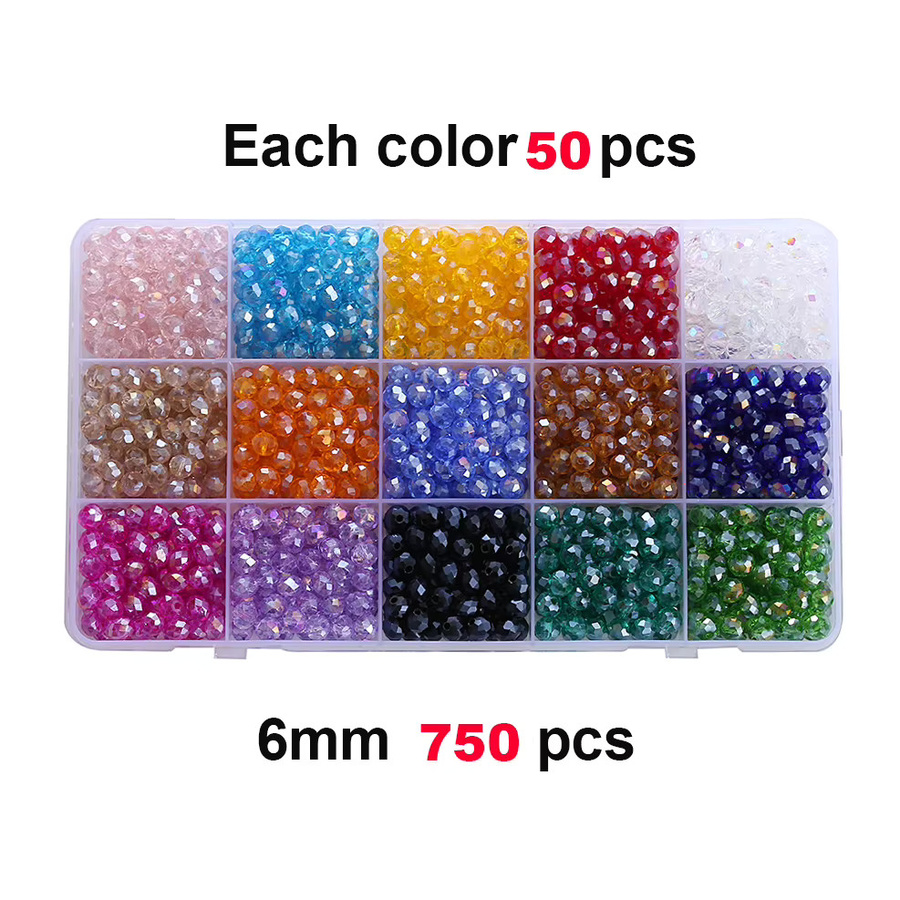 Facettierte runde Kristall Glas Perlen, 4mm/6mm, 15 Farben - Bild 1
