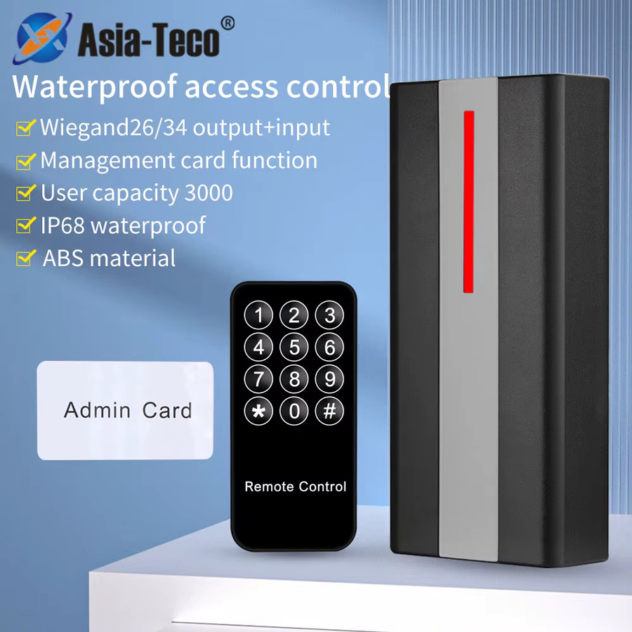 Asia-Teco RFID-Kartenleser Proximity Zugangskontrollmaschine IP68 Wasserdicht in Schwarz mit 3000 Benutzerkapazität und Wiegand-Eingang/Ausgang - Bild 2