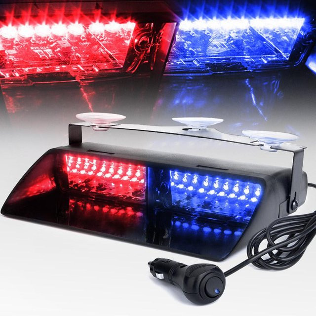 VehicleKit Notfall-Warnleuchte für Auto und LKW mit 16 LEDs und 18 Blinkmodi in Blau/Rot - Bild 1