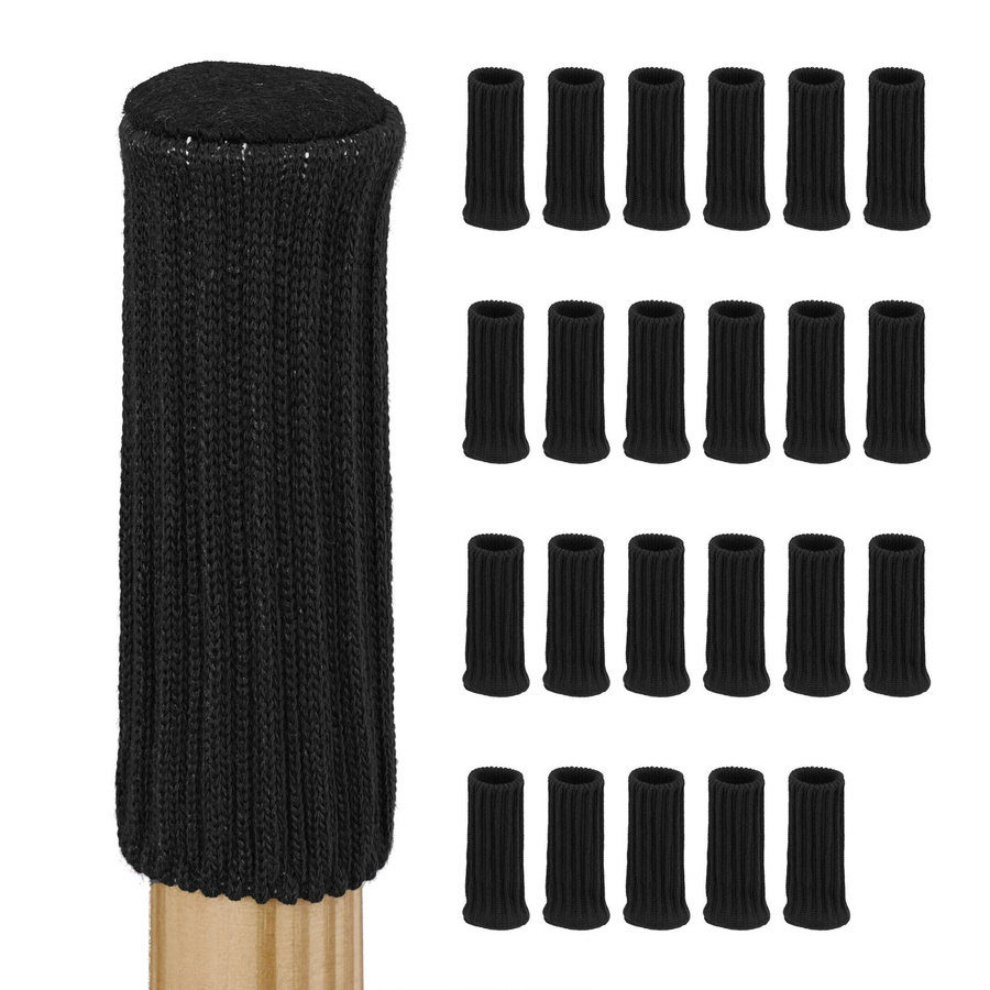 Relaxdays Stuhlbeinsocken aus Acryl Filz in Schwarz, 24er Set, Höhe: 8,5 cm, Durchmesser: 2,5 cm - Bild 2