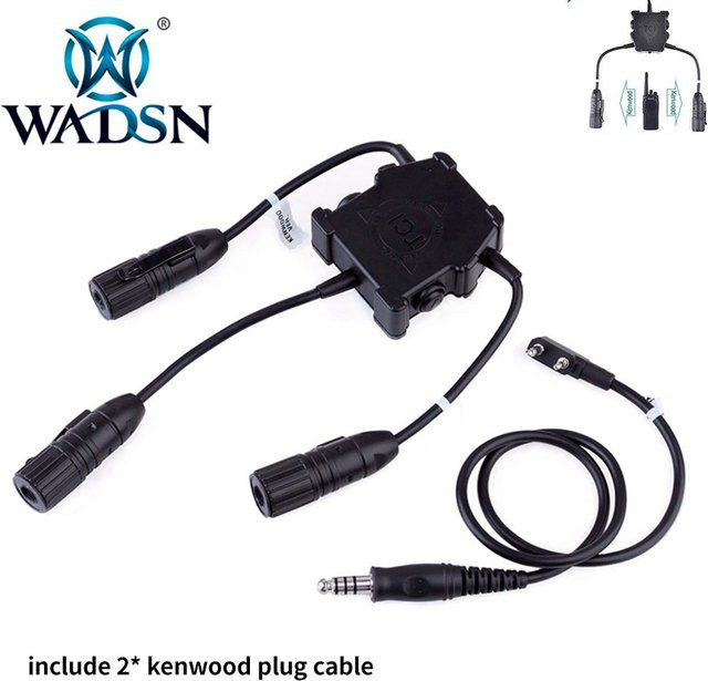 WADSN Dual u94 PTT Softail Airsoft Headset in Schwarz für Kenwood und Baofeng Walkie Talkie sowie Jagd und taktische Einsätze - Bild 1