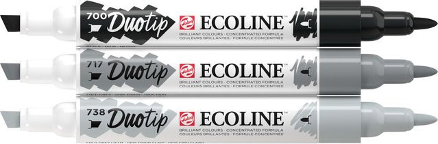 Talens Ecoline Duotip Stifte-Set in Schwarz und Grau aus Kunststoff - Bild 1