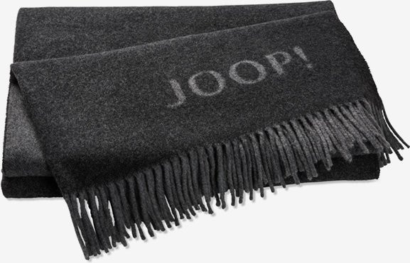 Joop! Living Plaid Fine Doubleface Decke aus Wolle und Kaschmir in Anthrazit und Graphit mit Fransen - Bild 1