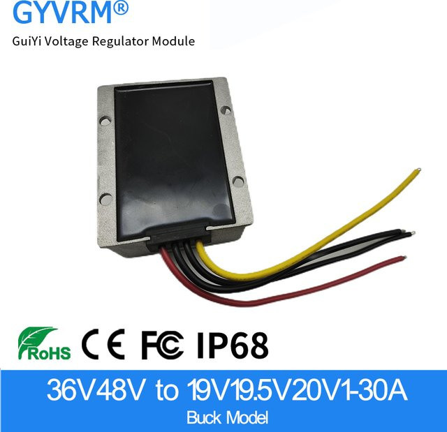 GYVRM DC Step-Down-Modul Konverter für Laptop-Netzteile, 36V 48V auf 19V 19,5V 20V, Farbe: Silber - Bild 1