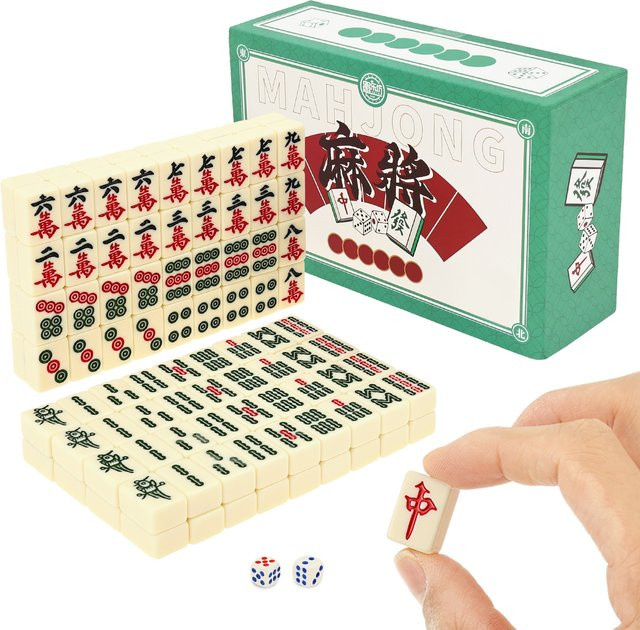 Mini-Mahjong-Set, Reise-Mahjong-Set, Brettspiel, Grün - Bild 1