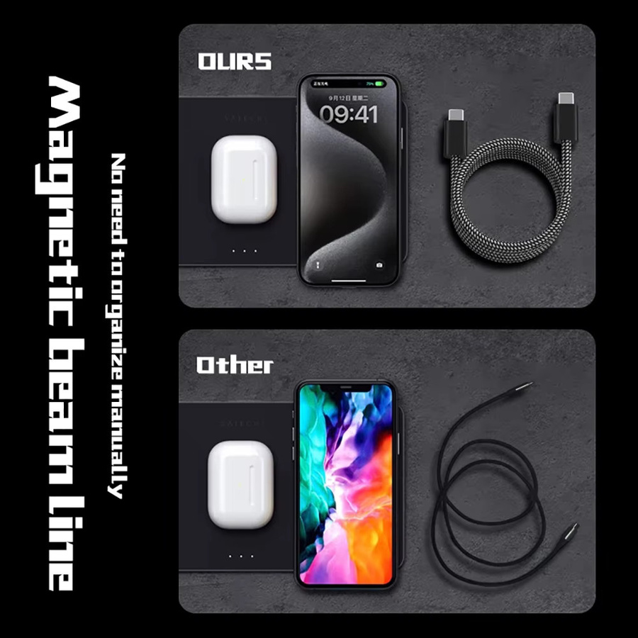 ILEPO Magnetisches USB-C auf USB-C Schnellladekabel 100 W und USB-A auf USB-C Datenladekabel in Schwarz - Bild 4
