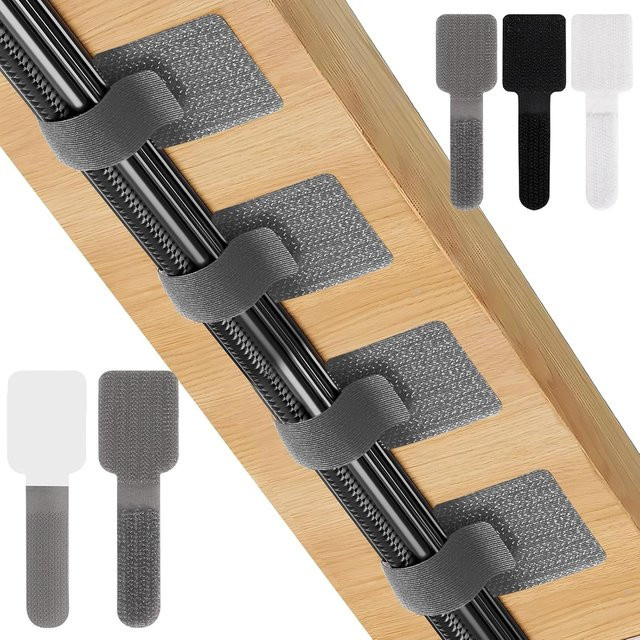 Selbstklebende Kabelbinder und Kabelhalter in Weiß als verstellbarer Desktop-Organizer aus Kunststoff - Bild 1