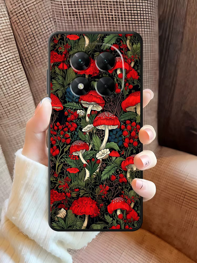 Handyhülle mit Vintage-Pilzmuster für Xiaomi Redmi Note Serie in Schwarz - Bild 4