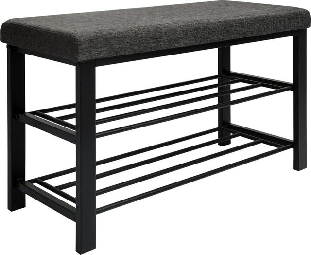 DuneDesign Offener Schuhschrank aus Metall in Grau, B/T/H: 81 x 32 x 46 cm - Bild 1