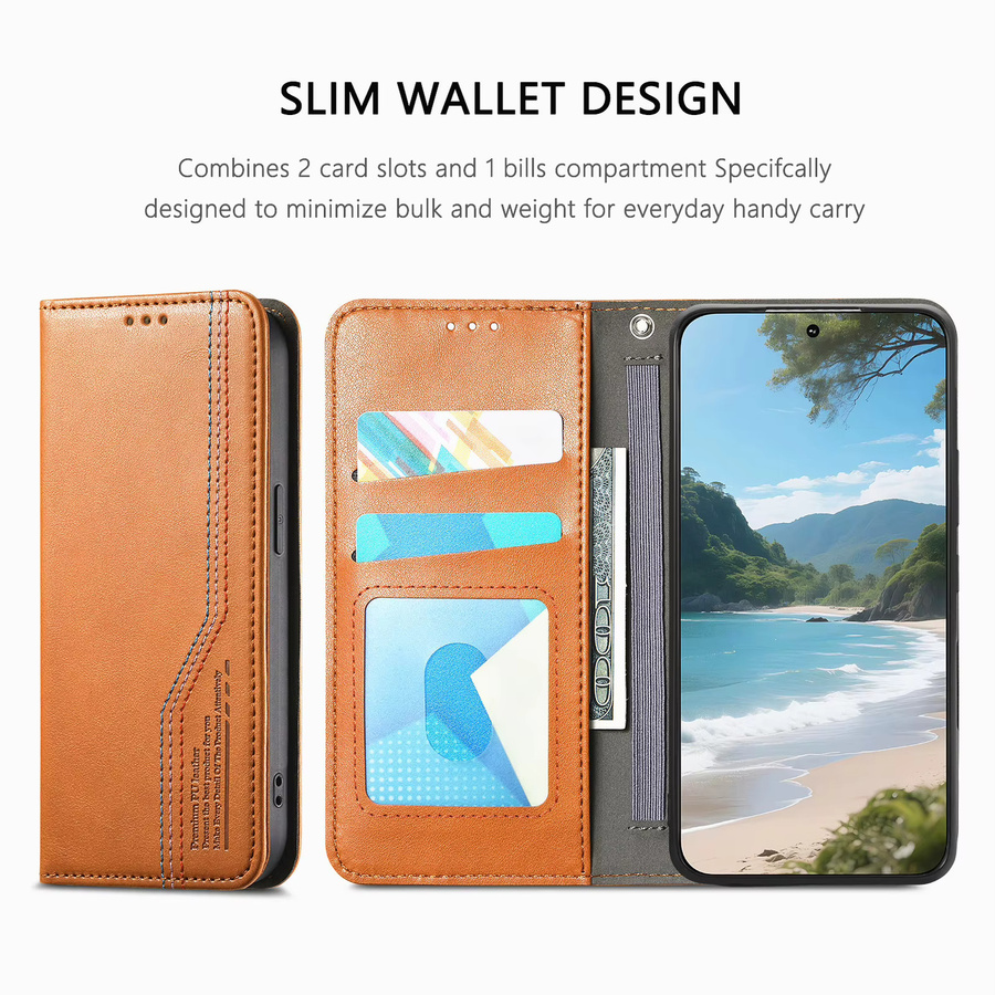 Solt Leder-Handyhülle mit magnetischem Brieftaschen-Kartenfach und Armbandhalter für Google Pixel 9, 10 Pro XL, 8A und 7A in Schwarz - Bild 2