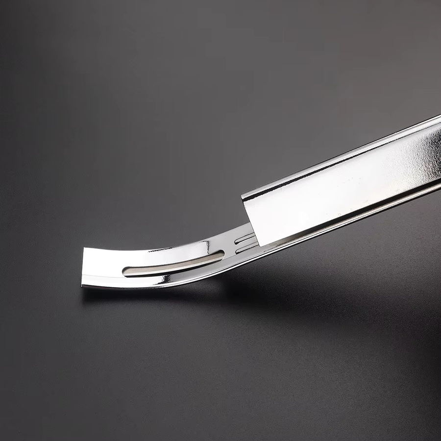 QJH 4-teiliges Leder-Abschrägwerkzeug-Set aus Metall mit 3 Ersatzklingen in Schwarz/Silber - Bild 3