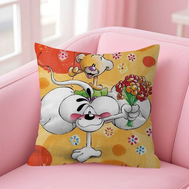 Delampa Diddl Kissenbezug im Kawaii Anime Design, Gelb, B/B/H: 18 x 18 x 18 cm - Bild 1