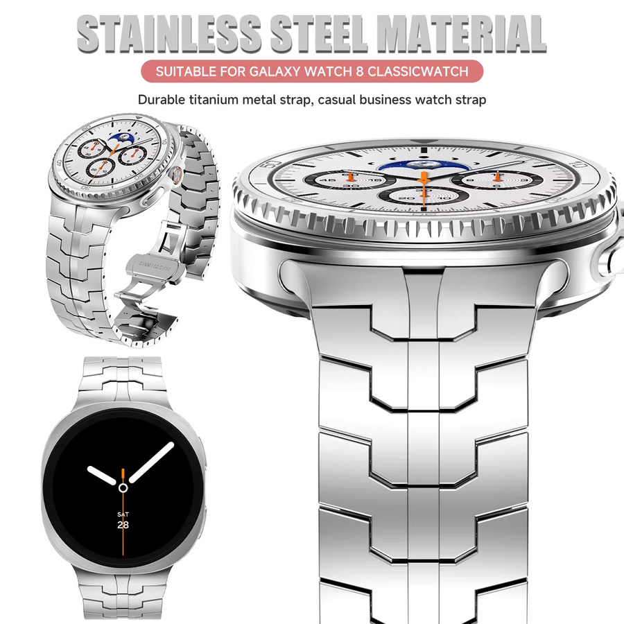 CAOWTAN Uhrenarmband Edelstahl, Silber, Samsung Galaxy Watch 8 - Bild 2