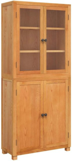 vidaXL Aufbewahrungsmöbel-Set aus Holz und Glas in Natur und Eiche mit Glastüren für Wohnzimmer und Schlafzimmer, 2er-Set - Bild 1