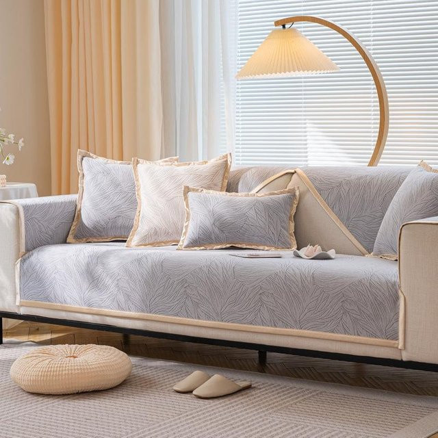 Rutschfester Chenille-Sofabezug in Grau, modernes Sofakissen für dein Wohnzimmer, B/T: 70 x 70 cm - Bild 1
