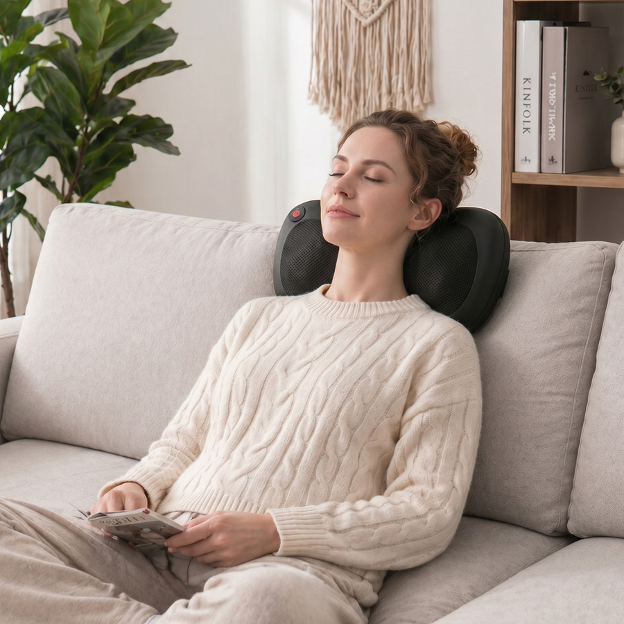 HOMCOM Shiatsu-Massagekissen mit Wärme und 4 Knoten, rotierendes 3D-Knetmassagegerät für Nacken und Rücken in Schwarz - Bild 2