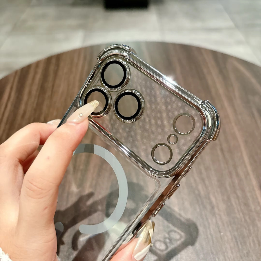 Stoßfeste magnetische MagSafe Schutzhülle für Apple iPhone 17 16 15 14 13 12 Pro Max in Transparent und Blau - Bild 5